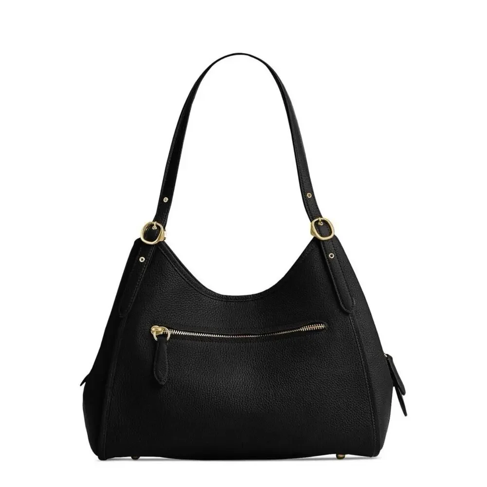 NWT Coach Bella Medium Leather Shoulder Bag In Black /Brass CR979